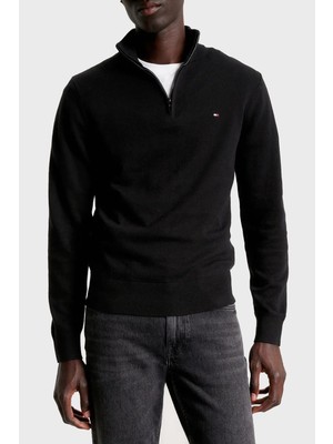 Tommy Hilfiger Pamuk ve Kaşmir Karışımlı Regular Fit Yarım Fermuarlı Kazak Erkek Kazak MW0MW28049 Bds