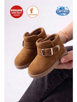 Albishoes Unisex Kız Erkek Çocuk Bebek Cırtlı Ev Botu Ev Ayakkabı Panduf Mini Bot Kreş Okul Günlük