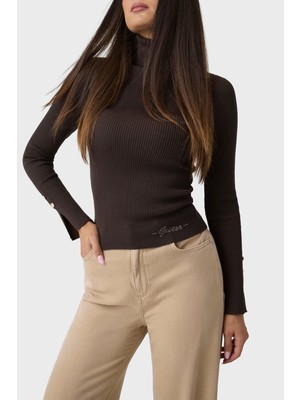 Guess Ls Tn Ellie Slim Fit Balıkçı Yaka Fitilli Kazak W6BR29Z1417 Kadın Kazak W6BR29 Z1417 G1EA