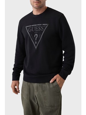 Guess Audley Logolu Pamuklu Bisiklet Yaka Sweat M6YQ37K4103 Erkek Sweat M6YQ37 K4103 Jblk