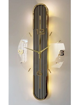 St. Morritz Stylish DESIGN-AYNALI-65CM-PILLI Led-Sessiz Mekanizma Ant-Ant-Sarı Tr Rakam