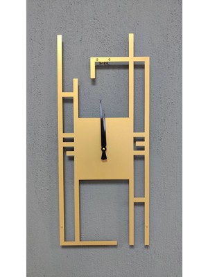 St. Morritz Carisma Metal Gold/altın Dikdörtgen Duvar Saati - Ev/ofis Saati - Hediye Saat - 60 x 26 cm