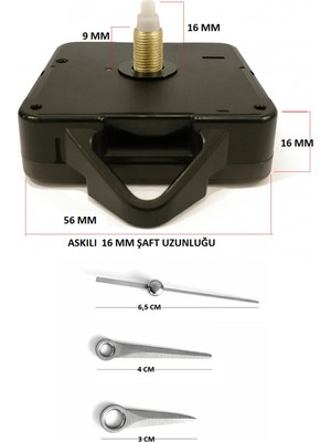 St. Morritz Saat Mekanizması,1 Adet 16 mm Uzun Set Sessiz Duvar Saati Mekanizması Askılı