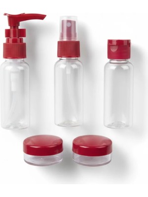 Kentex Seyahat Tipi 5 Parça Dolum Şişesi Seti Şeffaf Kozmetik Taşıma Kabı