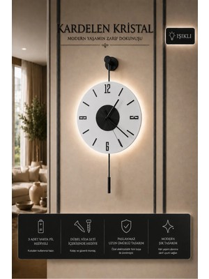 St. Morritz Siyah Artistry Kardelen Siyah (30X55 Cm) Pilli LED , Modern Dekoratif Metal Duvar Saati