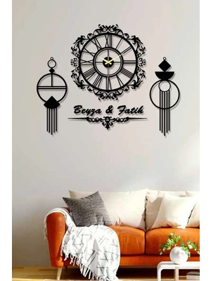 St. Morritz Kişiye Özel Dekoratif 4 Parça Ahşap Duvar Saati - Salon Duvar Saati 70X70CM