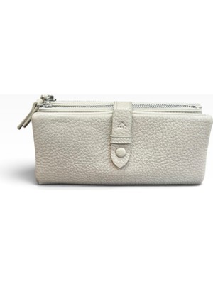 Nas Bag Yumuşak Deri Çıtçıtlı Kadın Cüzdan Çanta Bej