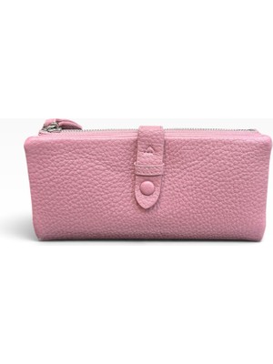 Nas Bag Yumuşak Deri Çıtçıtlı Kadın Cüzdan Çanta Pembe