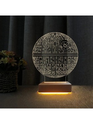 St. Morritz 3D LED Gece Lambası Star Wars Ölüm Yıldızı Tasarımı Gece Lambası Doğum Günü Hediyesi