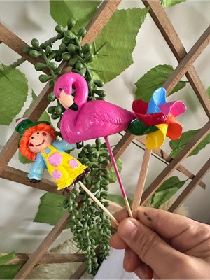 St. Morritz 3’lü Rüzgar Gülü ,flamingo,palyaço/el Yapımı