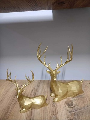 St. Morritz Modern Geyik Biblo 2'li Set Gold (Altın) (22CM)