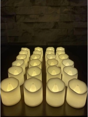 St. Morritz Ledli Mum Tealight Işıklı Dumansız Alevli Sarı LED Mum Pilli 24 Adet Pil Dahil