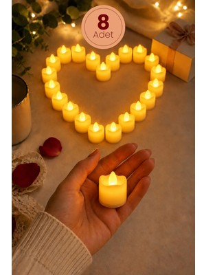 St. Morritz 8 Adet Mat Beyaz Mini LED Mum Seti Pilli Dumansız Alevli Ledli Dekoratif Yapay Mum Dekor Işığı