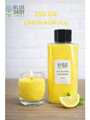 St. Morritz 250 gr Sarı Renkli Limon Kokulu Inci Tozu Mum ( 30 Adet 4cm Fitil ile ) Toz Mum , Kum Mum