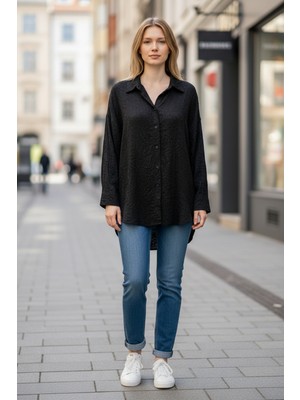 İkoll Ikoll 0036041 Kadın Kraşlı Saten Gömlek