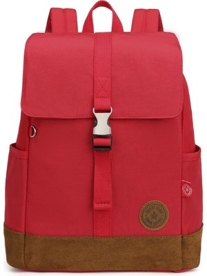 Smart Bags Kadın Süet Tabanlı Kumaş Sırt Çantası 3092 Kırmızı Su Geçirmez Özellikli