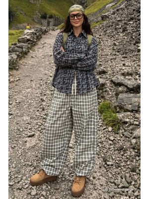 Madmext Siyah Ekose Desen Oversize Kadın Gömlek MG2900