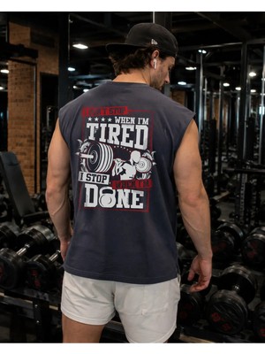 Urban Trend Store Baskılı Unisex Erkek Pamuklu Antrenman Sporcu Atleti Oversize Kolsuz T-Shirt