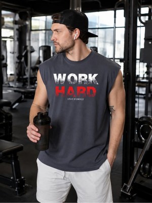 Urban Trend Store Baskılı Unisex Erkek Pamuklu Antrenman Sporcu Atleti Oversize Kolsuz T-Shirt
