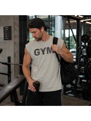 Urban Trend Store Baskılı Unisex Erkek Pamuklu Antrenman Sporcu Atleti Oversize Kolsuz T-Shirt