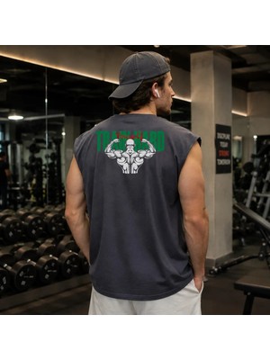 Urban Trend Store Baskılı Unisex Erkek Pamuklu Antrenman Sporcu Atleti Oversize Kolsuz T-Shirt