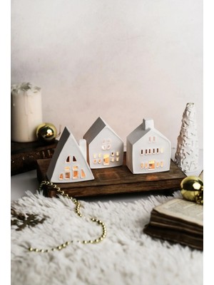 St. Morritz 3lü Ev Mumluk Dekoratif Beton Mumluk Tealight Mumlar Dahildir