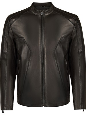 Derimod Musiala Erkek Siyah Slim-Fit Deri Ceket 26WGD6615U4