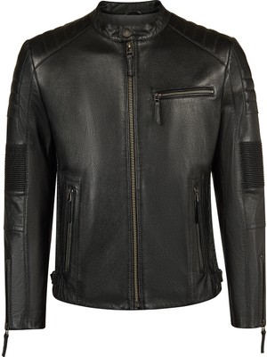 Derimod Lavine Erkek Siyah Slim-Fit Deri Ceket 26WGF6616CY