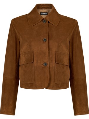 Derimod Trix Kadın Kahverengi Oversize Süet Deri Ceket 26WGD570510