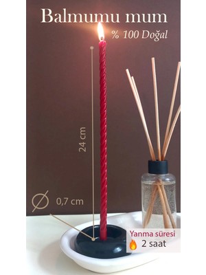 St. Morritz Balmumu Mum (10 Adet Kırmızı) Burgulu Dilek Mumu Doğal Petek Ince Uzun Parti Nişan Ritüel