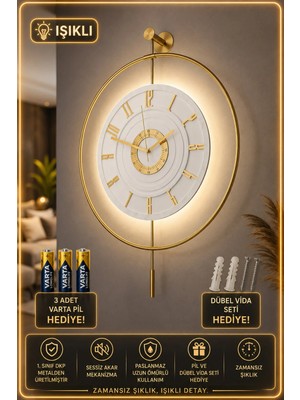St. Morritz Timelles ( 12-24H)-(PİLLİ Led) - Modern Metal Duvar Saati