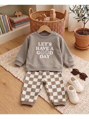Valia Baby Let's Have A Good Day Şardonlu Kışlık Pamuklu Erkek Bebek 2'li Takım
