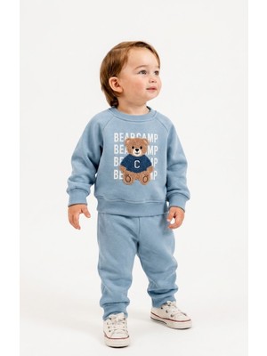 Valia Baby Bear Camp Şardonlu Pamuklu Erkek Bebek 2'li Takım