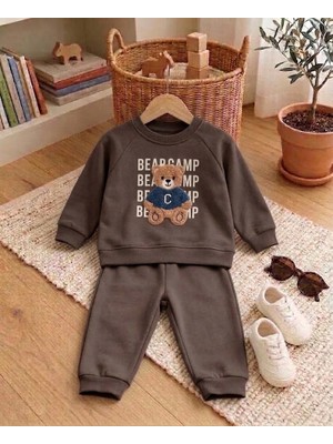 Valia Baby Bear Camp Şardonlu Pamuklu Erkek Bebek 2'li Takım