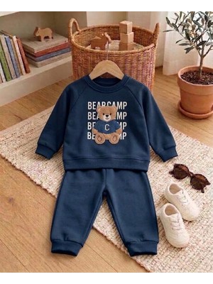 Valia Baby Bear Camp Şardonlu Pamuklu Erkek Bebek 2'li Takım