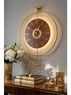 MetaQuartz Aksesuar Ispanyol Orbit Time Büyük Boy (50X75CM )(Quartz Mekanizma)  , Metal Ahşap Duvar Saati