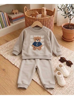 Valia Baby Bear Camp Şardonlu Pamuklu Erkek Bebek 2'li Takım
