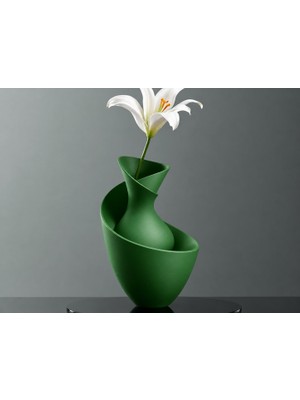 Dolozena 3D Baskı Bold Vazo - Akışkan Formlu Dekoratif Vazo-Yeşil
