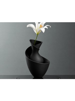 Dolozena 3D Baskı Bold Vazo - Akışkan Formlu Dekoratif Vazo-Siyah