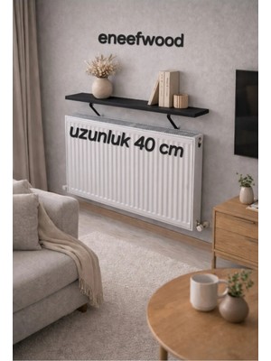 Petek Üstü Raf 40X15 Mat Siyah Metal Ayaklı Dresuar