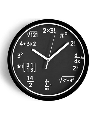 JHAAR Matematik Dehası Modern Duvar Saati - Orta Boyut 25 cm - Siyah Kasa - Camlı Sessiz