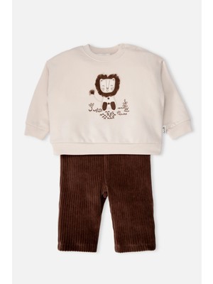 Bebetto Kadife Pantolon 2li Takım (Cool Lıon) Kahverengi