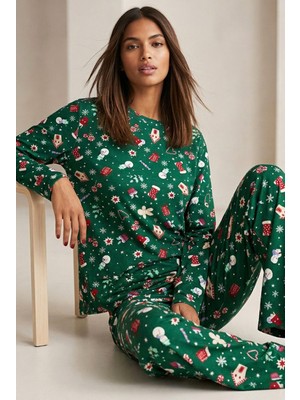 Siyah İnci Yumuşak Dokulu Süet Örme Pijama Takım 7983
