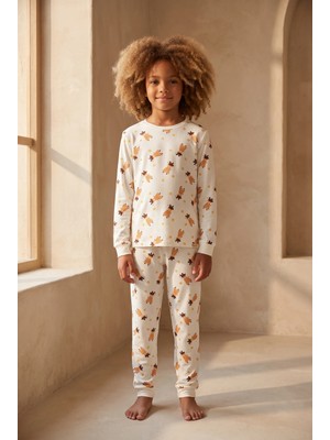 Bony Socks Çocuk Fare Desenli Paketli Pijama Takımı Ekru