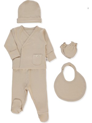 Bebetto Organik Raporlu Interlok Zıbın Set 5li (Organıc Be Nature) Bej