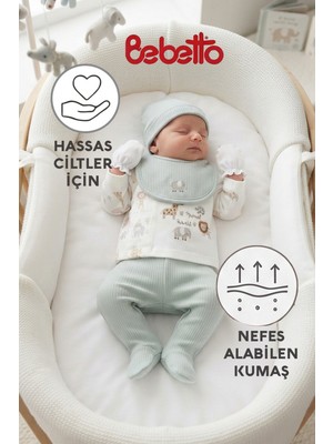 Bebetto Interlok Zıbın Set 5li (Free Anımals) Mint