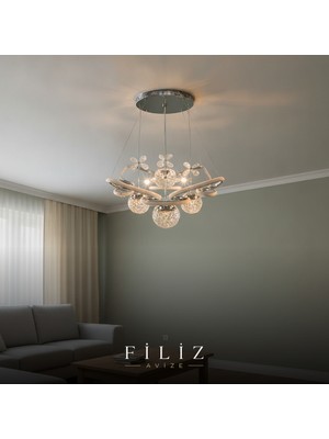 Filiz Avize Modern LED Küre Sarkıt Salon ve Yemek Masası Avizesi