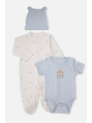 Bebetto Interlok Patikli Tulum Set 3lü (My Fırst Playmate) Mavi