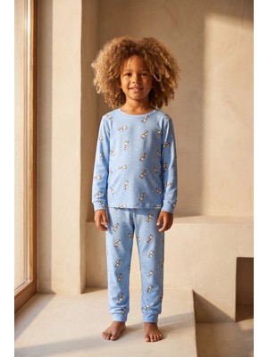 Bony Socks Çocuk Köpek Desenli Paketli Pijama Takımı Mavi