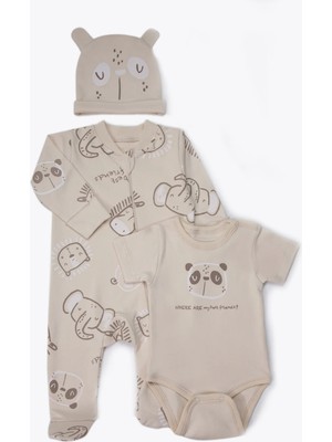 Bebetto Interlok Patikli Tulum Set 3lü (Best Frıends) Bej